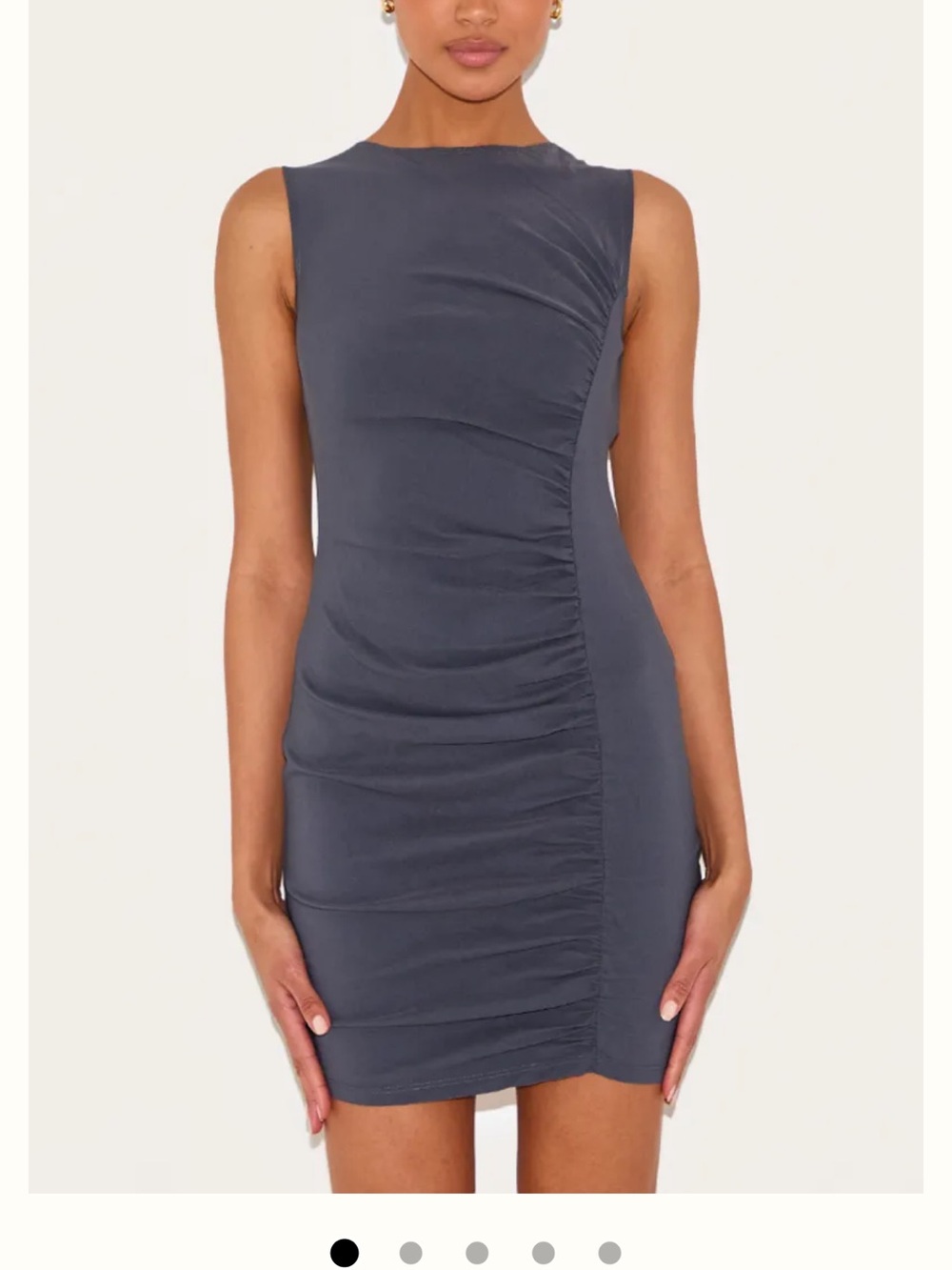 PrettyLittleThing Sleeveless Ruched Bodycon Dress in Charcoal